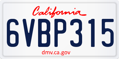 CA license plate 6VBP315