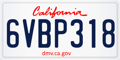 CA license plate 6VBP318