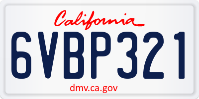 CA license plate 6VBP321