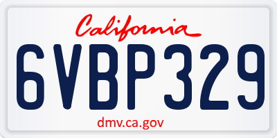 CA license plate 6VBP329