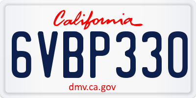 CA license plate 6VBP330