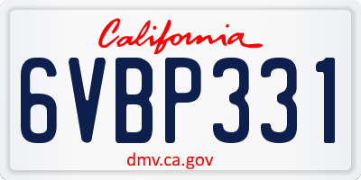 CA license plate 6VBP331