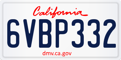 CA license plate 6VBP332