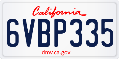 CA license plate 6VBP335
