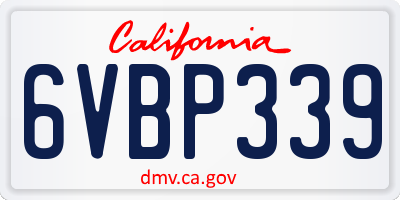 CA license plate 6VBP339