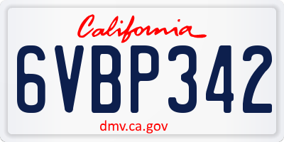 CA license plate 6VBP342