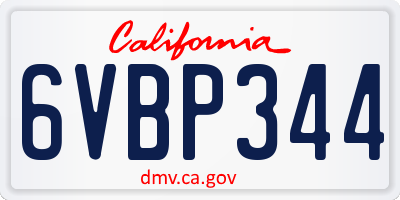 CA license plate 6VBP344