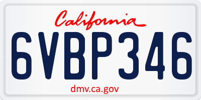 CA license plate 6VBP346
