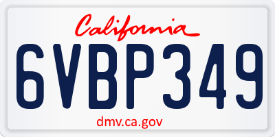 CA license plate 6VBP349