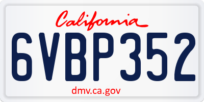 CA license plate 6VBP352