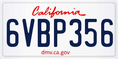 CA license plate 6VBP356
