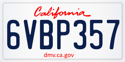 CA license plate 6VBP357