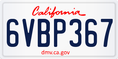 CA license plate 6VBP367