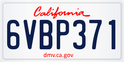 CA license plate 6VBP371