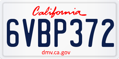 CA license plate 6VBP372