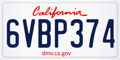 CA license plate 6VBP374