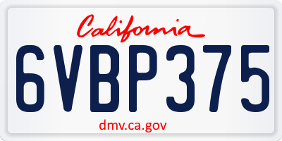 CA license plate 6VBP375
