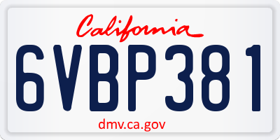 CA license plate 6VBP381