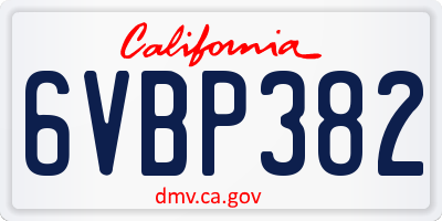 CA license plate 6VBP382