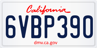 CA license plate 6VBP390