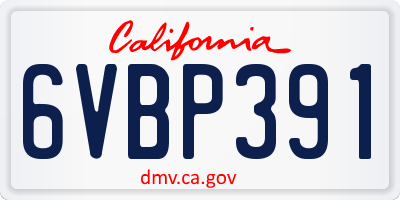 CA license plate 6VBP391
