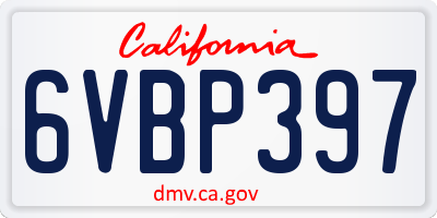 CA license plate 6VBP397