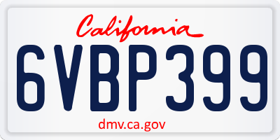 CA license plate 6VBP399