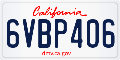 CA license plate 6VBP406