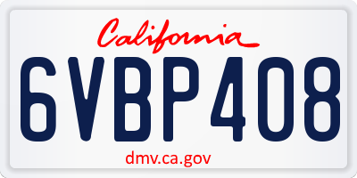 CA license plate 6VBP408
