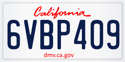 CA license plate 6VBP409