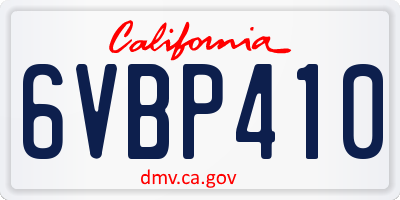 CA license plate 6VBP410