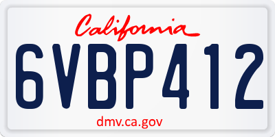 CA license plate 6VBP412
