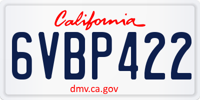 CA license plate 6VBP422