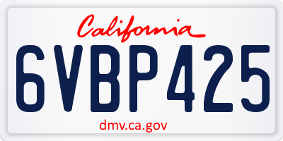 CA license plate 6VBP425