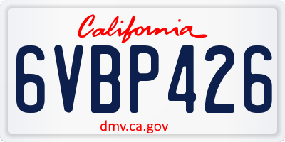 CA license plate 6VBP426