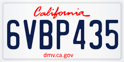 CA license plate 6VBP435