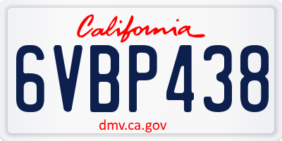 CA license plate 6VBP438
