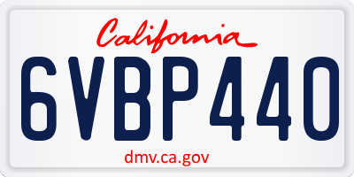 CA license plate 6VBP440