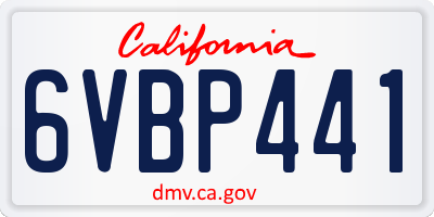 CA license plate 6VBP441