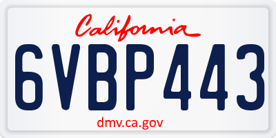 CA license plate 6VBP443