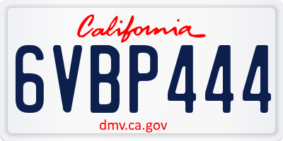 CA license plate 6VBP444
