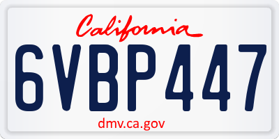 CA license plate 6VBP447