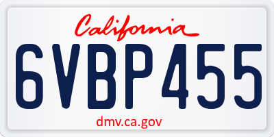 CA license plate 6VBP455
