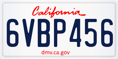 CA license plate 6VBP456