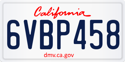 CA license plate 6VBP458