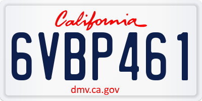 CA license plate 6VBP461