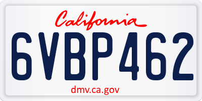 CA license plate 6VBP462