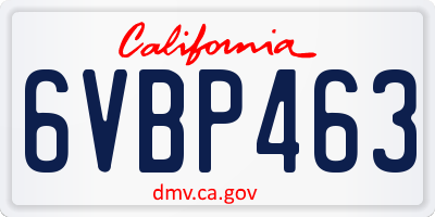 CA license plate 6VBP463