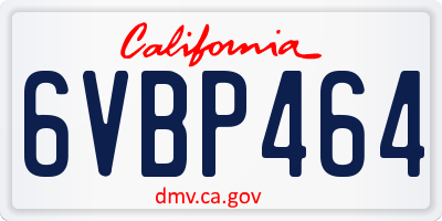 CA license plate 6VBP464