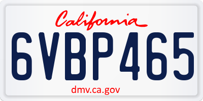 CA license plate 6VBP465